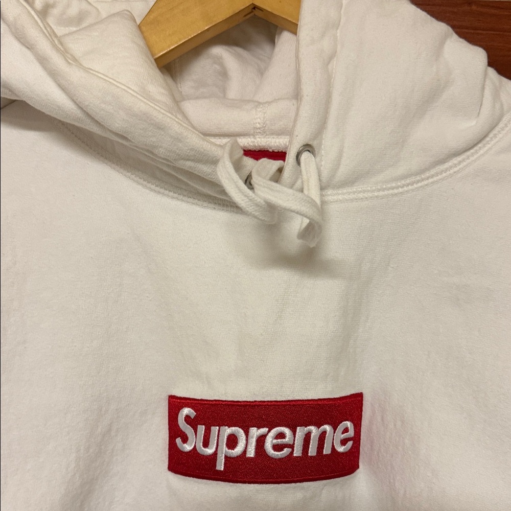 Supreme White Hoodie with Red Box Logo